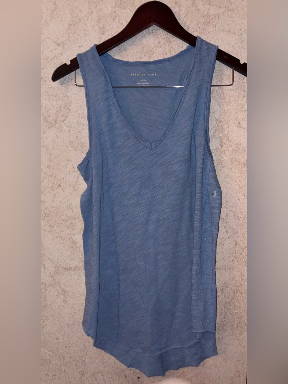American Eagle Outfitters Dusty Blue V-Neck Tank Top